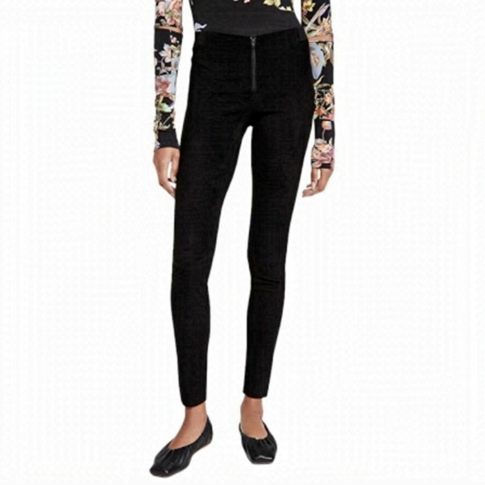ALICE + OLIVIA Velvet Front Zip Leggings - Picture 1 of 9